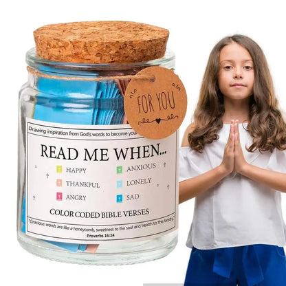 Christian Bible Jar Read Me When Colorful Bible Verses in Glass Blessings Jar Versatile Gratitude Jar with Coded Scripture Cards