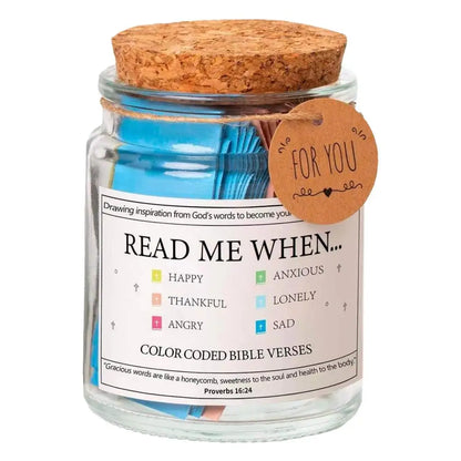 Christian Bible Jar Read Me When Colorful Bible Verses in Glass Blessings Jar Versatile Gratitude Jar with Coded Scripture Cards